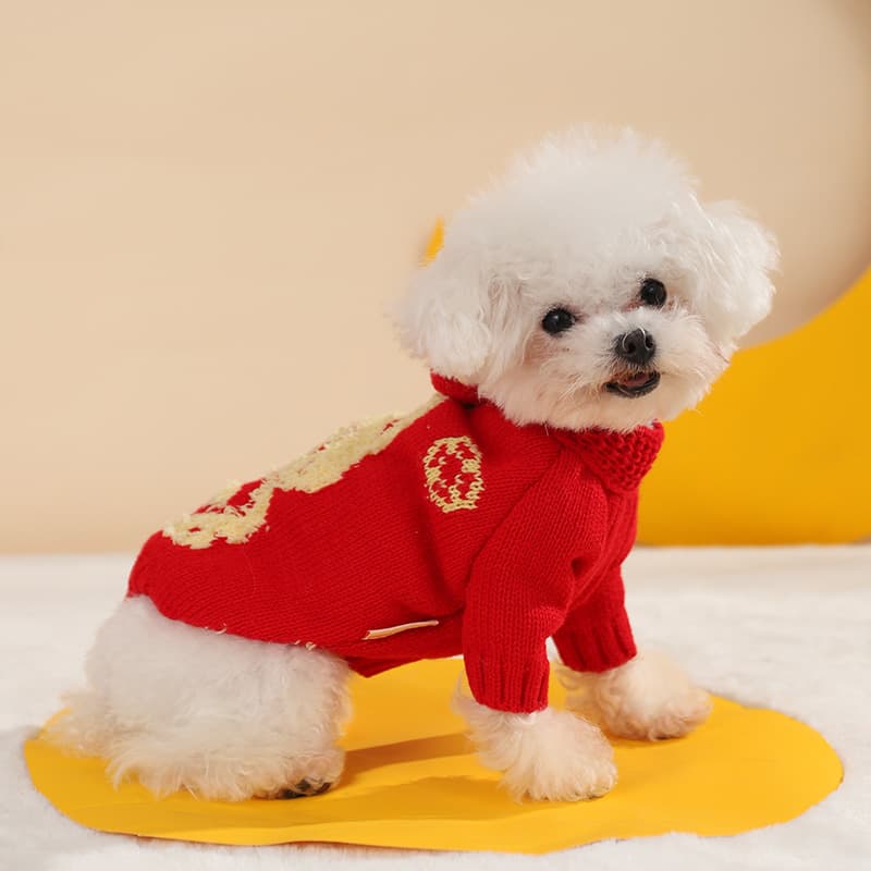 犬服 和風桜模様ニットセーター
