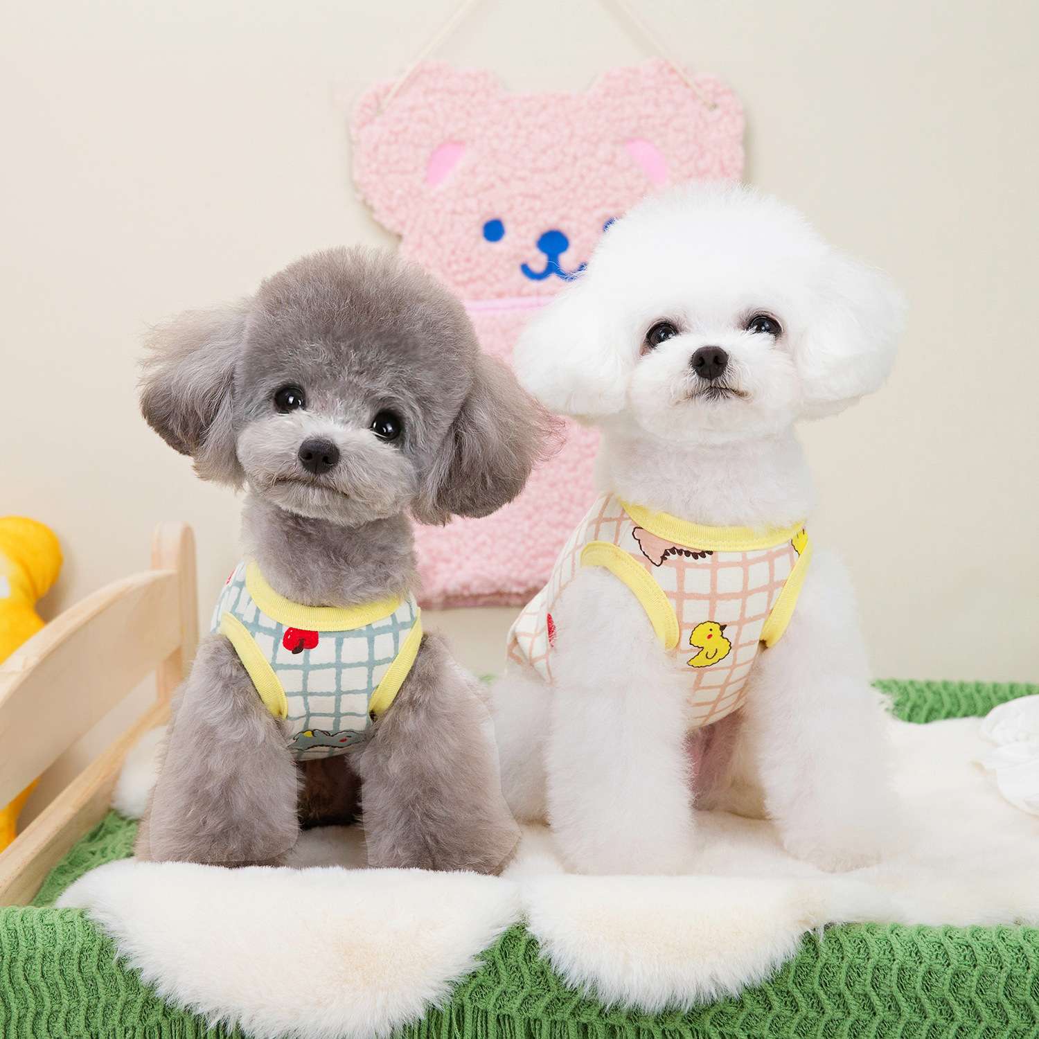 犬服 犬用チェック柄タンクトップ