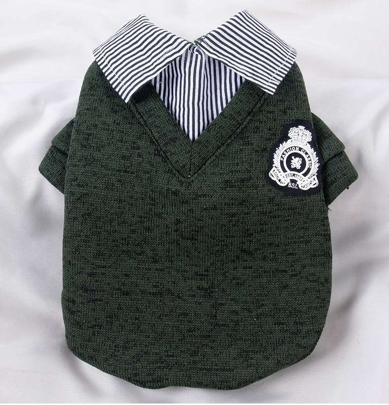 犬服 ふわもこワンちゃん用襟付きニットセーター