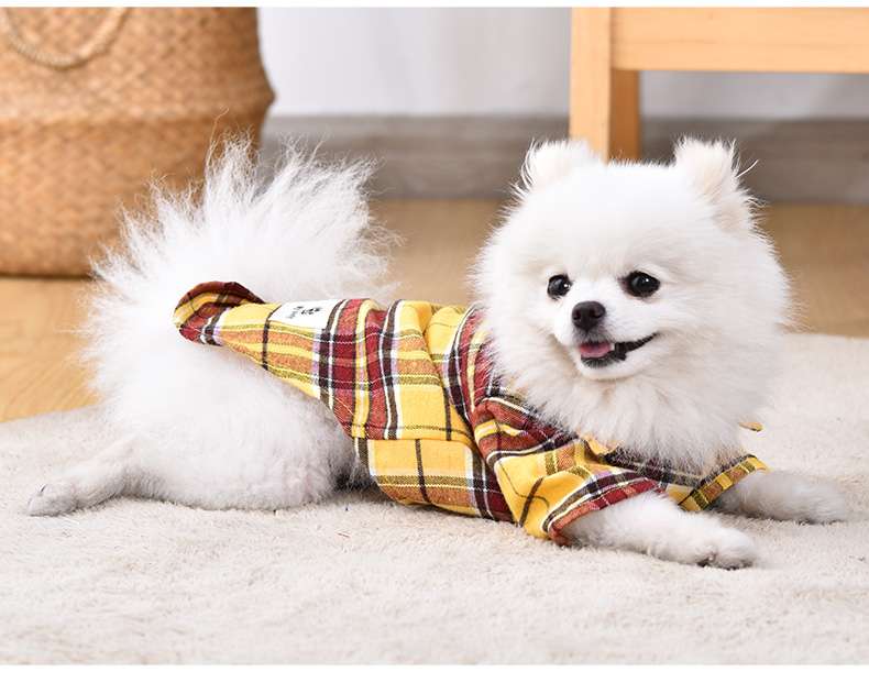 犬服 ふわもこチェック柄シャツ