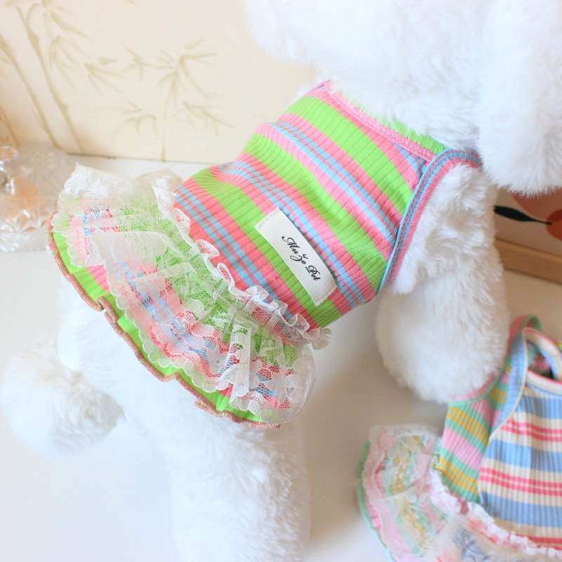 犬服 レース付きニットキャミソールワンピース