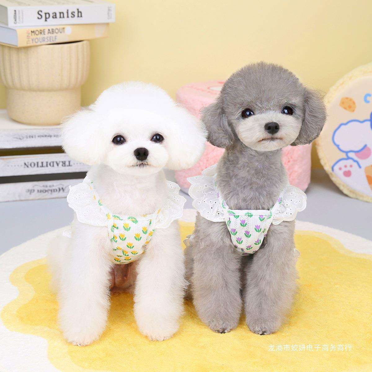 花柄フリルワンピース犬服