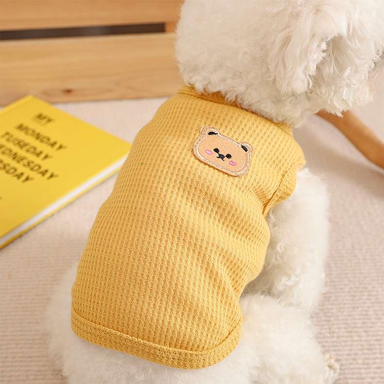 犬服 もこもこクマちゃん刺繍ニットベスト
