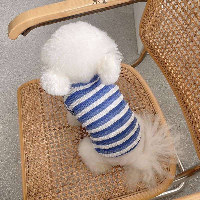 犬服 ふわもこ小型犬用ボーダーニットセーター