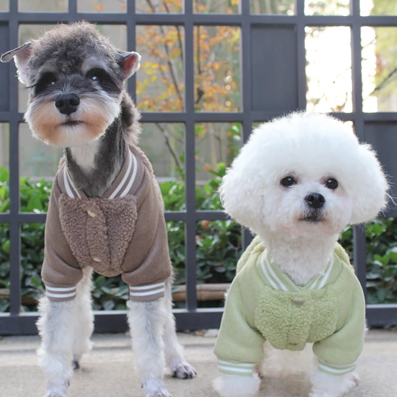 もこもこボア切替スタジャン風犬服アウター