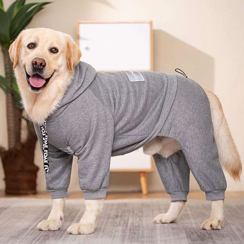 犬服 大型犬用フード付き全身タイプつなぎ