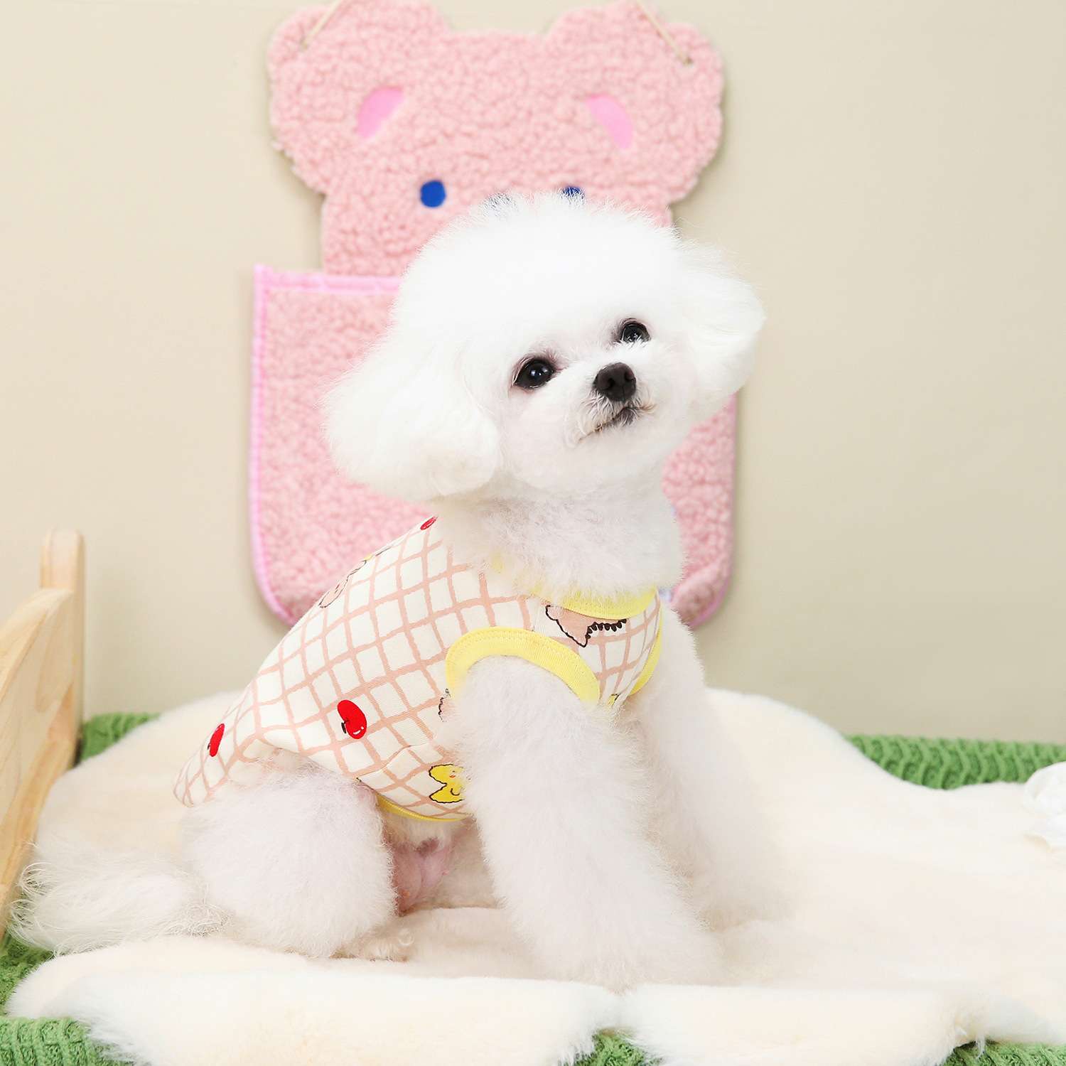 犬服 犬用チェック柄タンクトップ