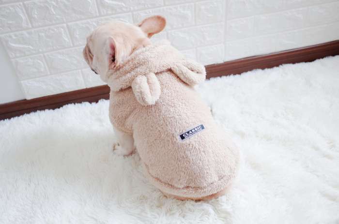 犬服 もこもこ小耳フーディーペット服