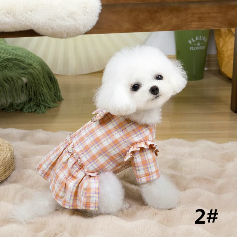 犬服 猫服 チェック柄ワンピース 可愛いペット用ドレス
