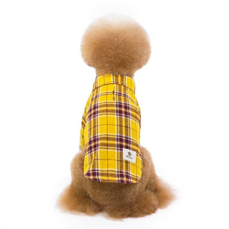 犬服 チェック柄が可愛い綿素材の犬用Tシャツ
