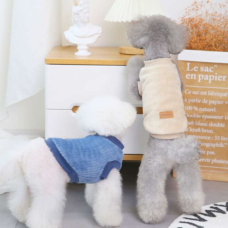 犬服 もこもこ暖かペット服 冬用コーデュロイベスト
