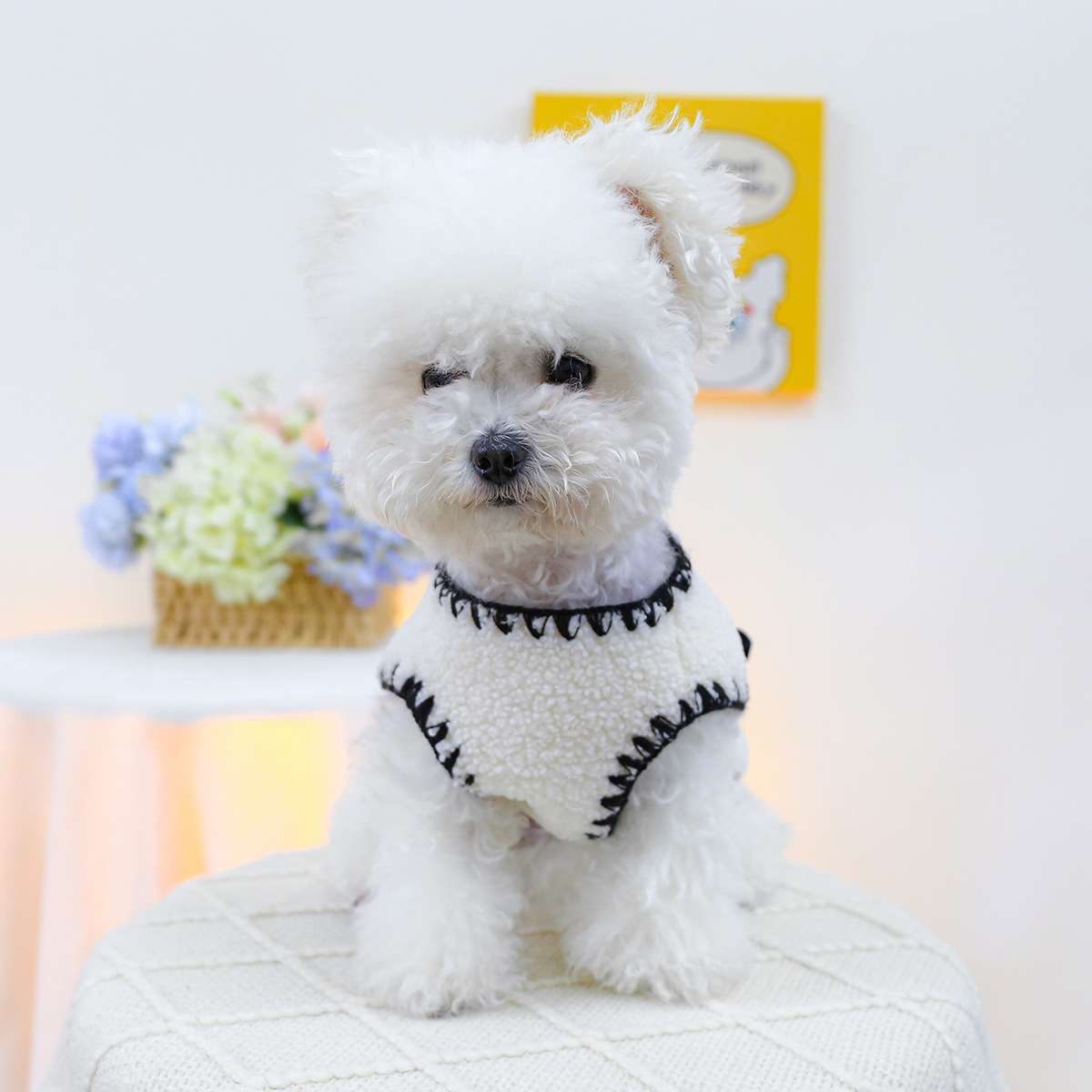 犬服 ふわもこリボン付きドッグウェア