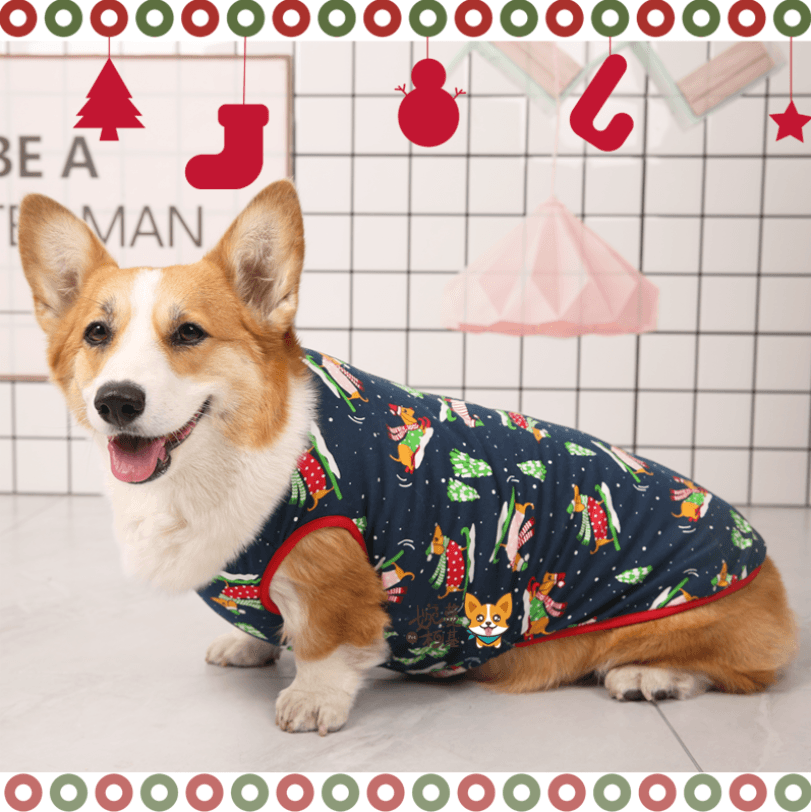 犬服 コーギー用クリスマス柄ベスト