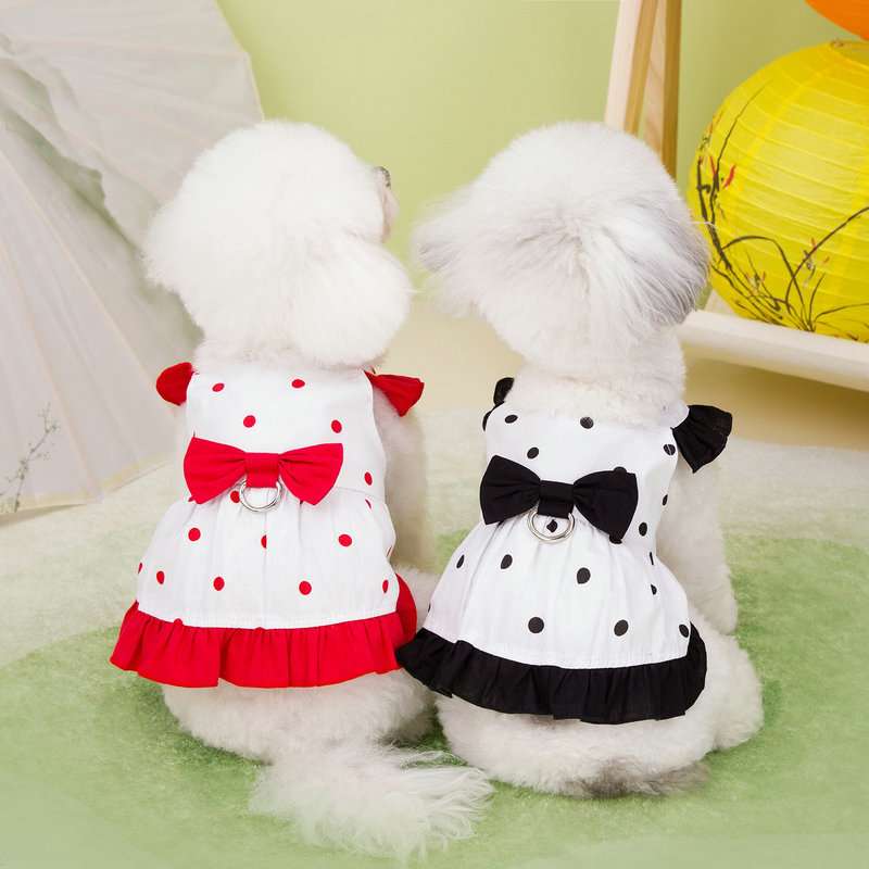 犬服 ふんわりポルカドット ワンピース