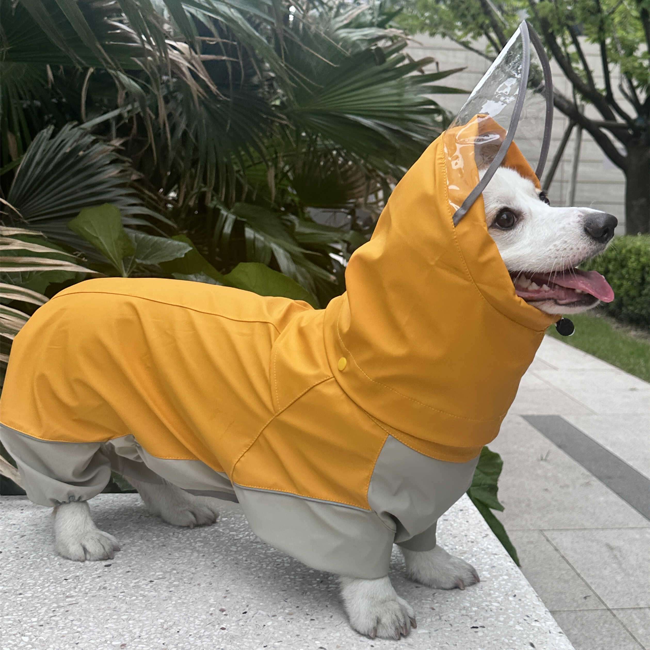 犬服 雨粒から守るペット用レインコート