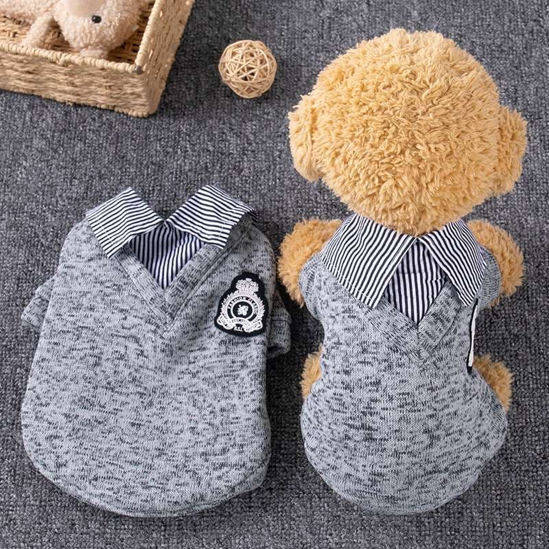 犬服 ふわもこワンちゃん用襟付きニットセーター