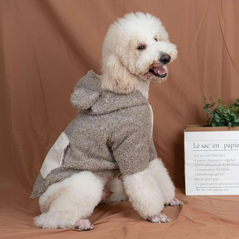 犬服 もこもこテディベア風大型犬用パーカー