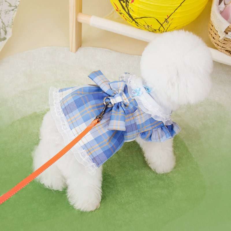 ふんわりチェック柄ワンピース犬服