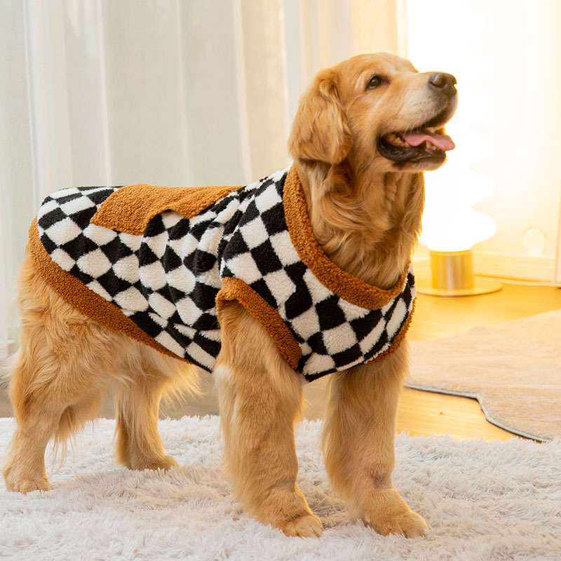 犬服 チェッカー柄あったかボアベスト