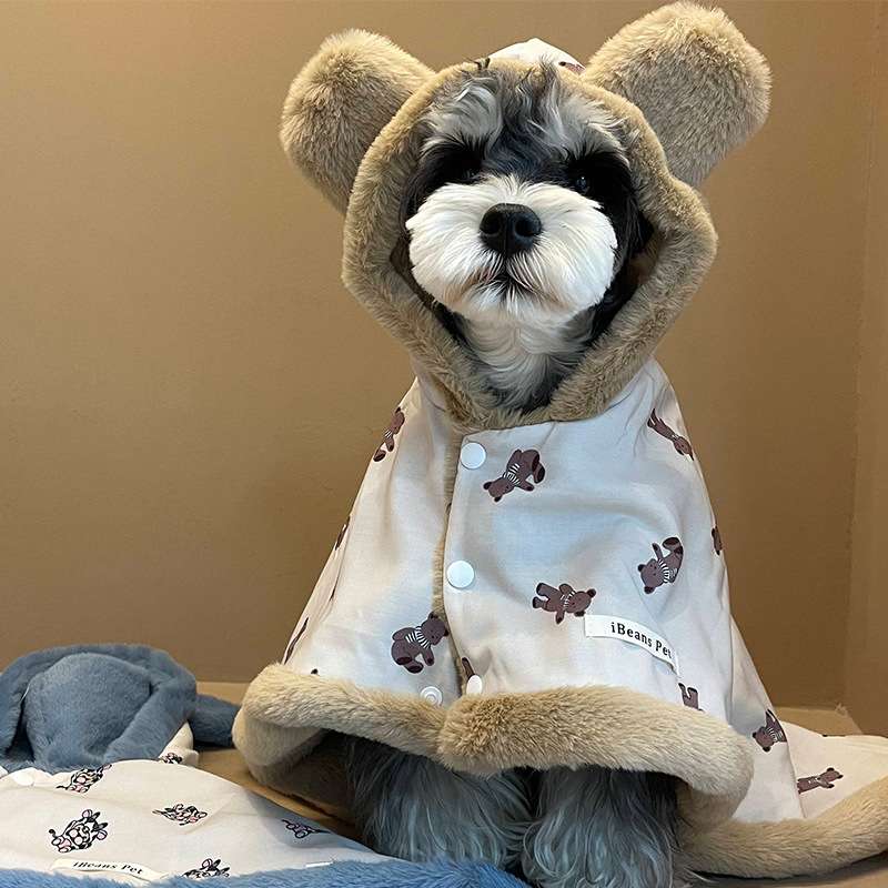 犬服 もこもこ耳付きペット用パーカー
