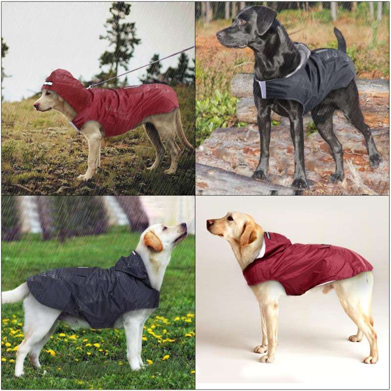 犬服 中型犬用レインコート付きフード付きジャケット