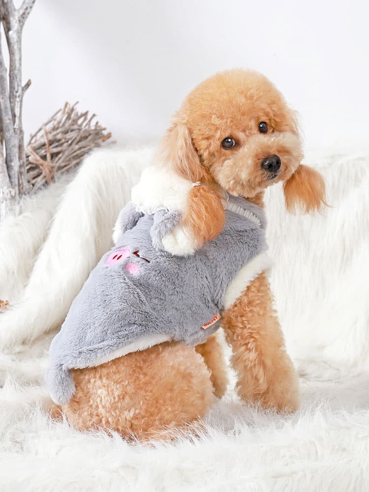 犬服 ふわふわ豚さんベスト風犬服
