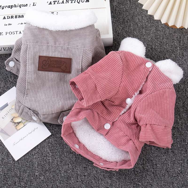 犬服 もこもこコーデュロイ犬用ジャケット