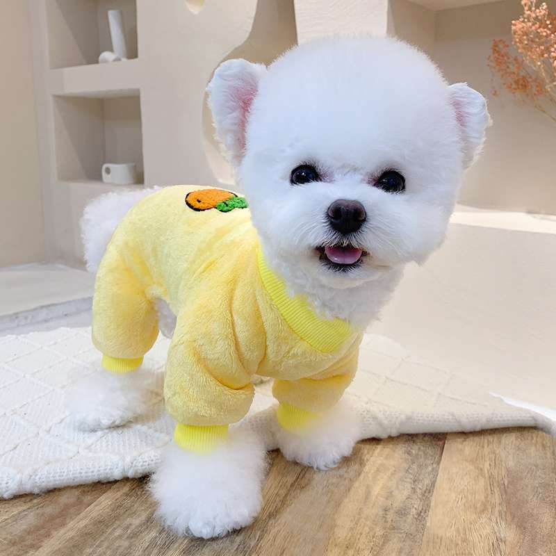 犬服 もこもこ果物オーバーオール 小型犬用