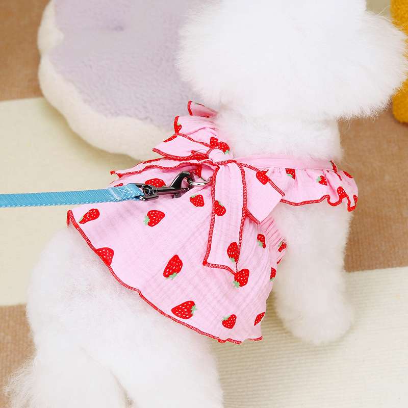 犬服 いちご柄フリルワンピース ペット用