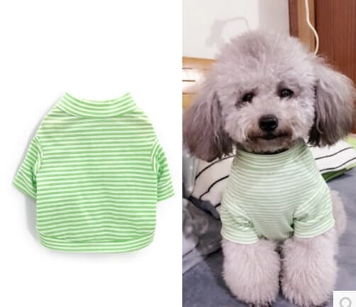 犬服 小型犬用ストライプ柄半袖シャツ