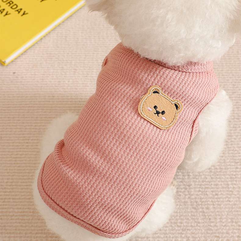 犬服 もこもこクマちゃん刺繍ニットベスト
