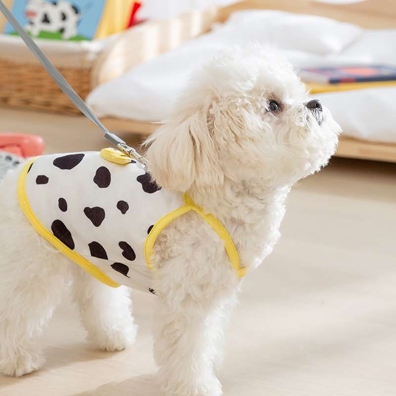 犬服 わんちゃん用牛柄ハーネス