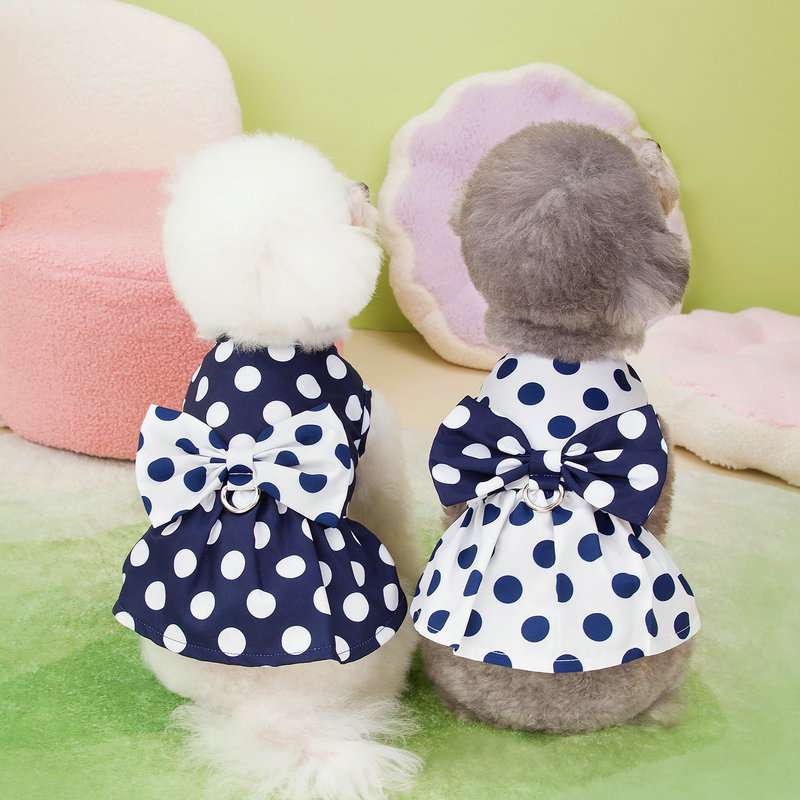 犬服 ふわもこワンちゃん用水玉ワンピース