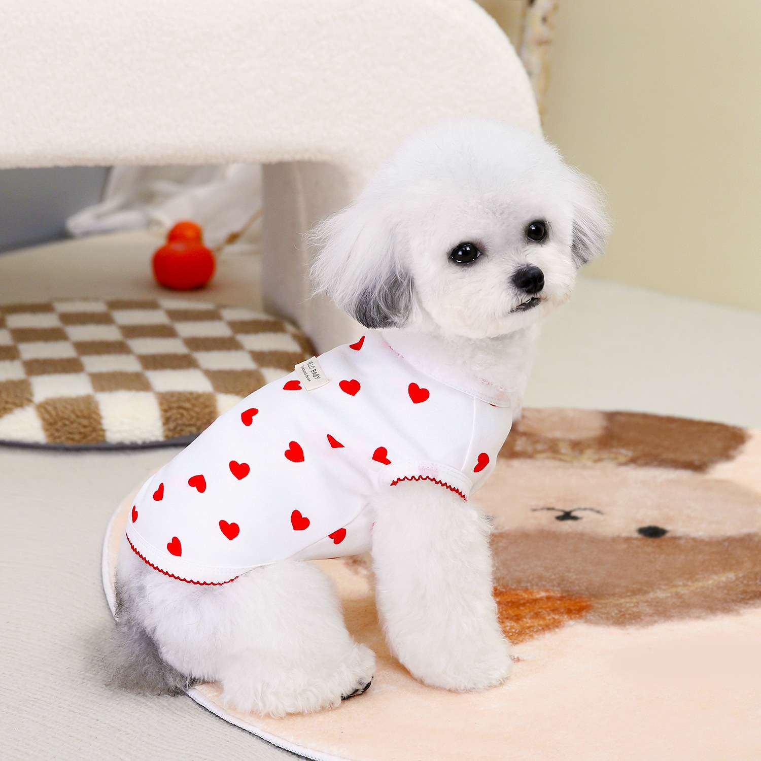 犬服 ハートいっぱい愛らしい小型犬用タンクトップ