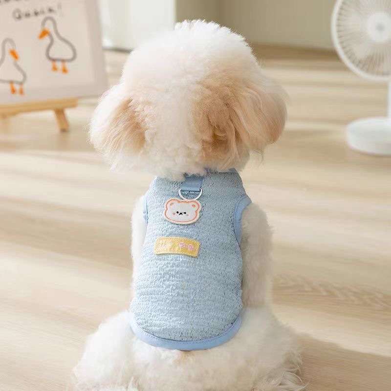 犬服 もこもこあったか背中開きベスト