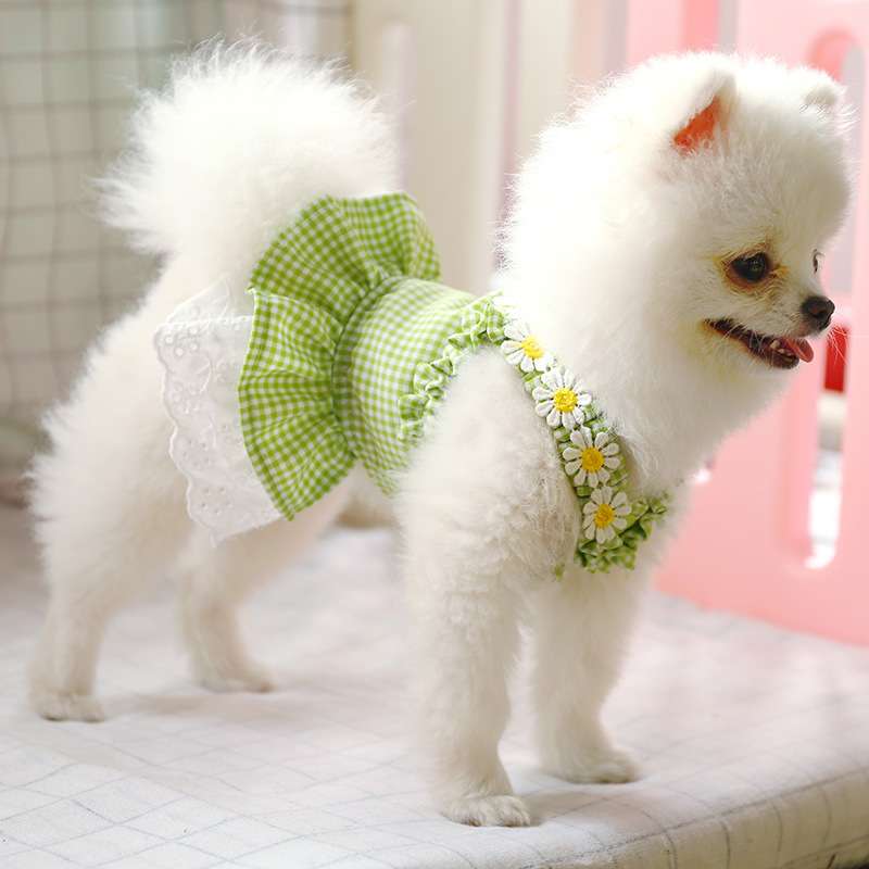 犬服 花かごガーリーワンピース