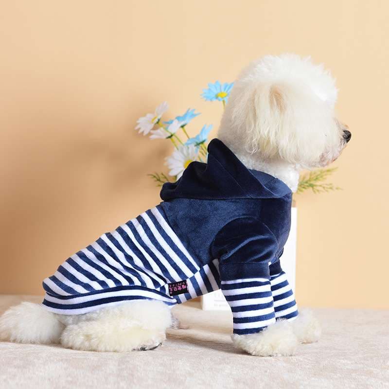 犬服 ふわもこプードル用ボーダーパーカー