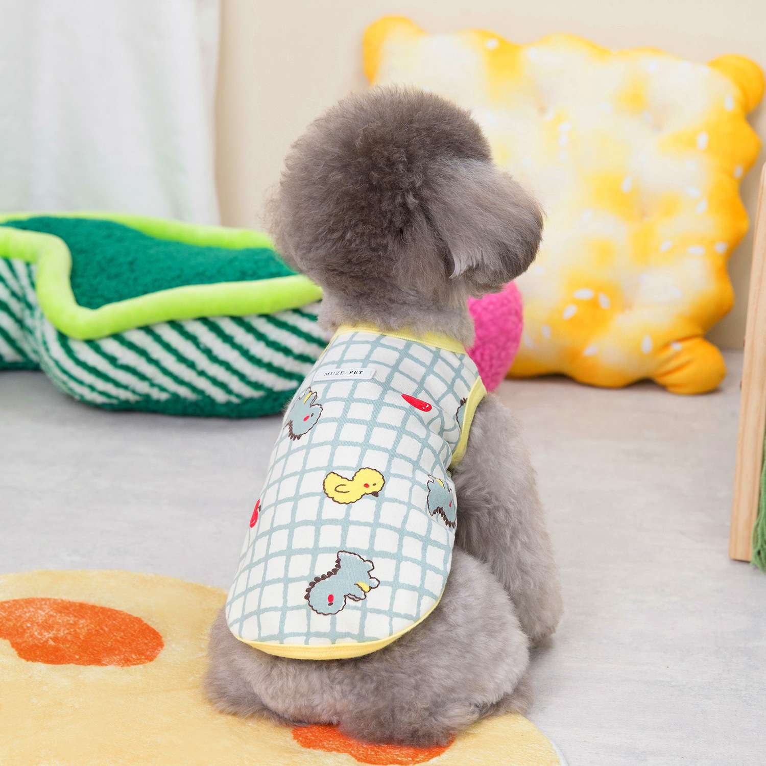 犬服 犬用チェック柄タンクトップ