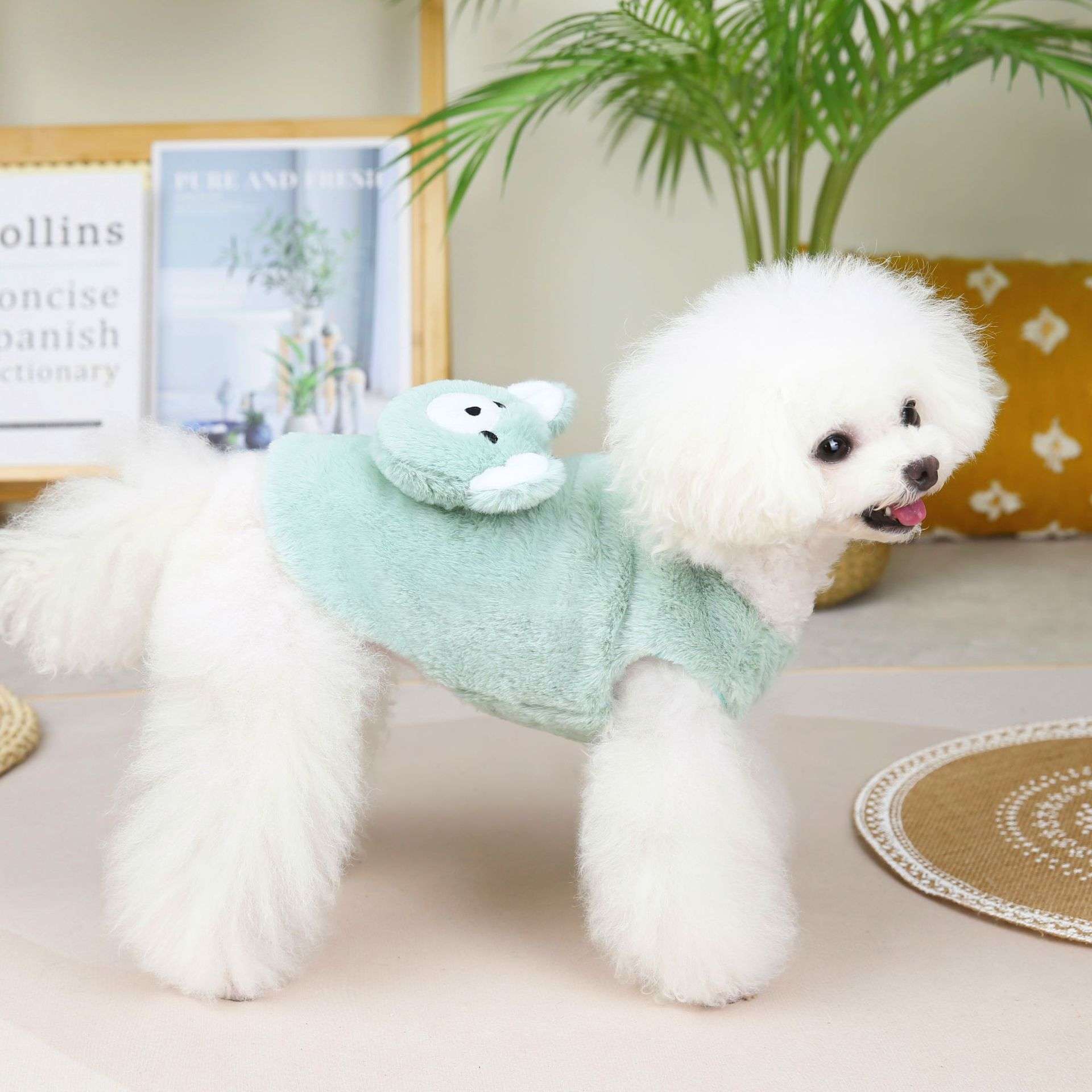 犬服 もこもこクマさん柄ペット用パーカー