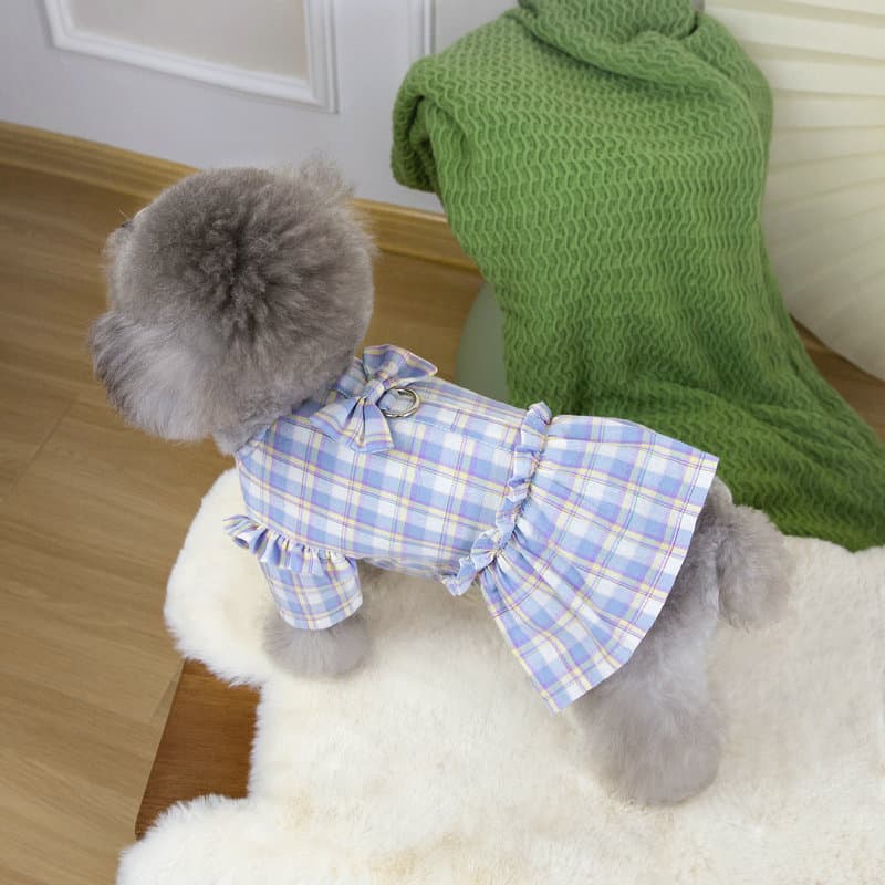 犬服 猫服 チェック柄ワンピース 可愛いペット用ドレス
