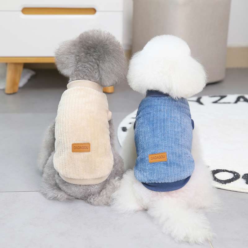 犬服 もこもこ暖かペット服 冬用コーデュロイベスト