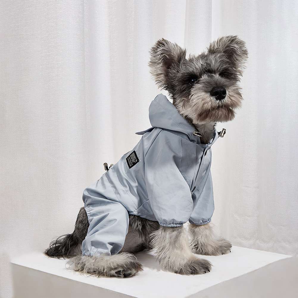 犬服 小型犬用フード付き防寒つなぎ