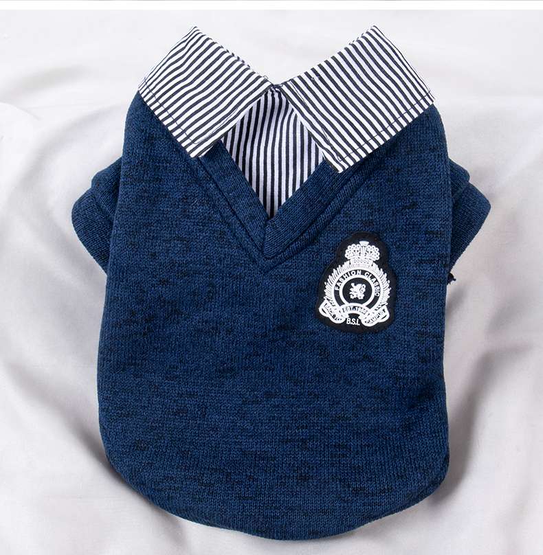 犬服 ふわもこワンちゃん用襟付きニットセーター