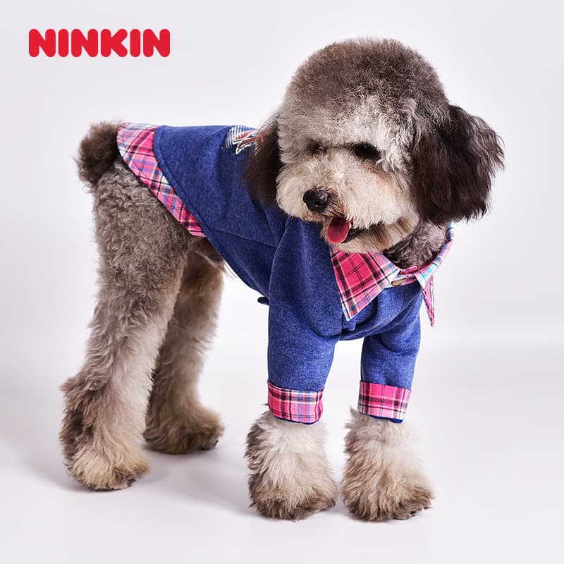 サーフボード刺繍チェック切替犬服アウター