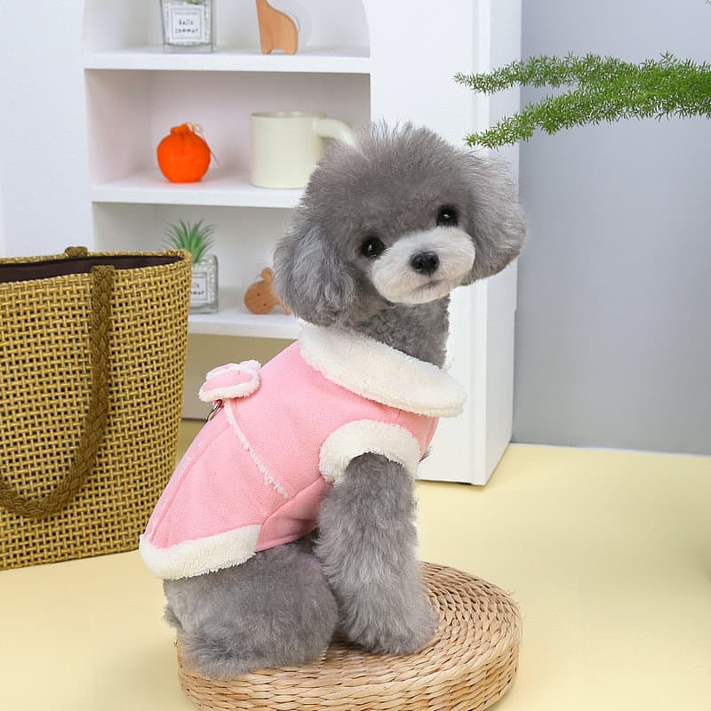 犬服 秋冬新作 愛犬用防寒コート ふわふわ裏地付き