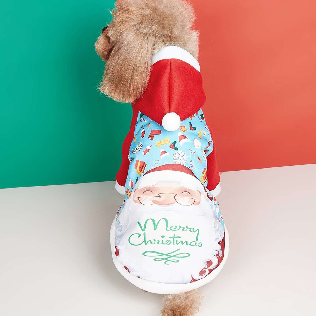 犬服 クリスマス柄ワンちゃん用パーカー