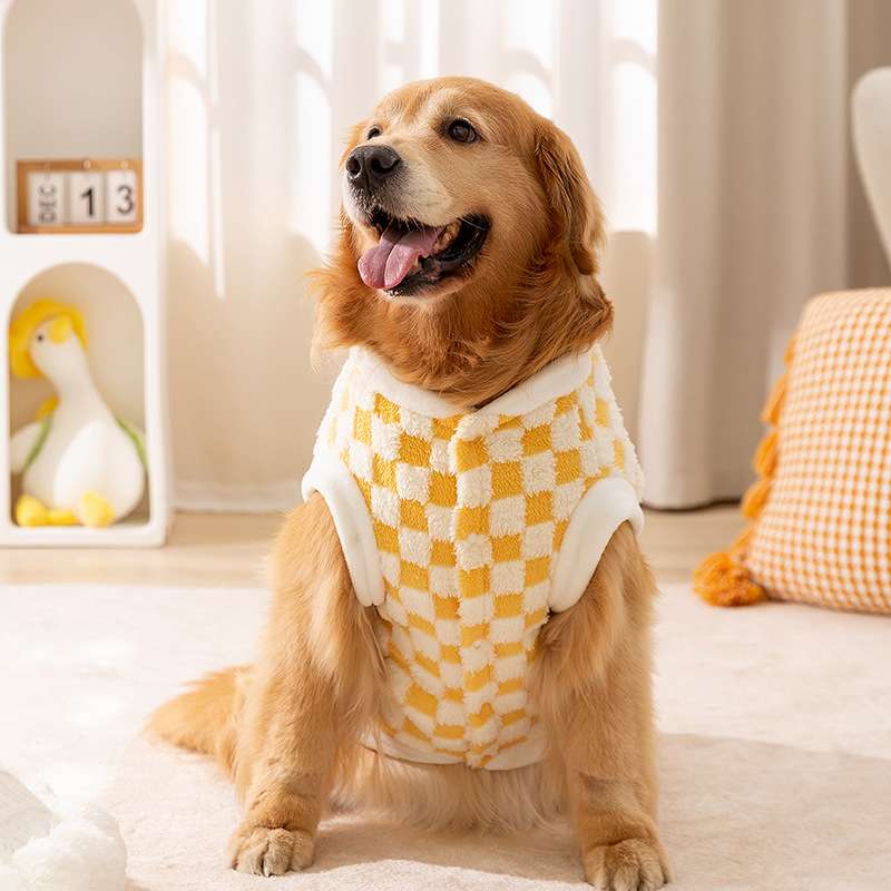 犬服 チェック柄お洒落な大型犬用ベスト