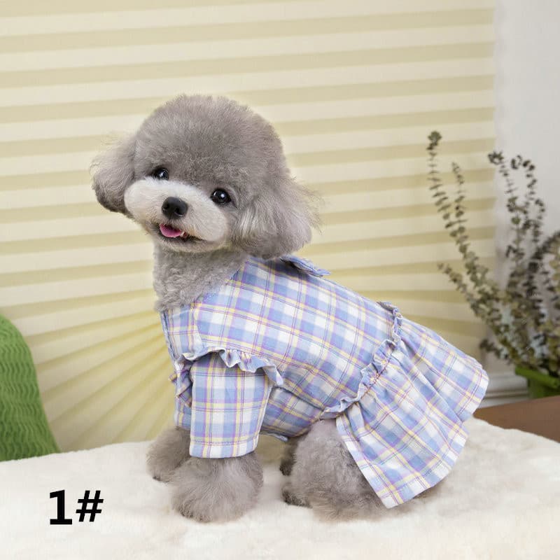 犬服 猫服 チェック柄ワンピース 可愛いペット用ドレス