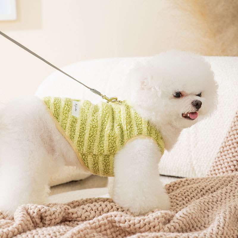 犬服 もこもこボーダー犬用ベスト
