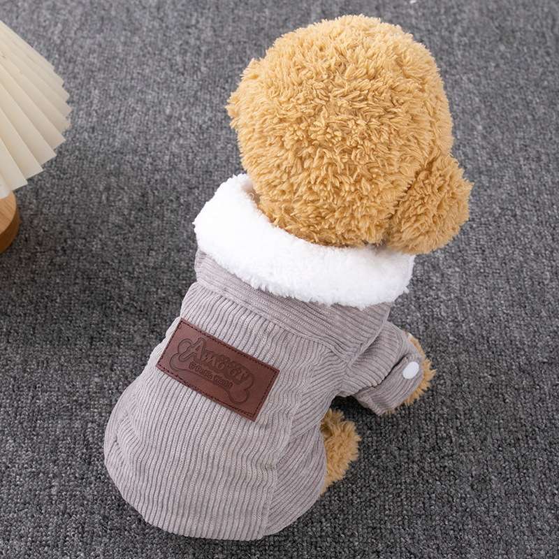 犬服 もこもこコーデュロイ犬用ジャケット